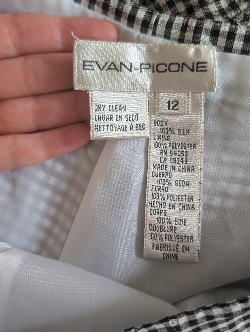 VTG Silk Cropped Tapered Black & White Gingham Pants - Picture 8 of 8
